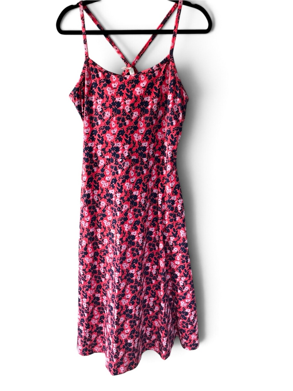 Pact Dress Women XL Pink Floral Fit Flare Strappy Cross Back organic cotton